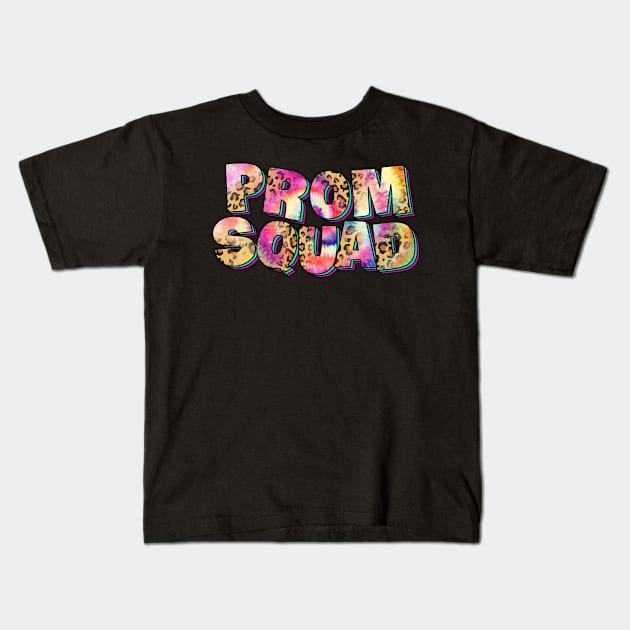 Prom Squad Tie Dye Leopard Prom Graduation Matching Group Kids T-Shirt by Richmondrabiot